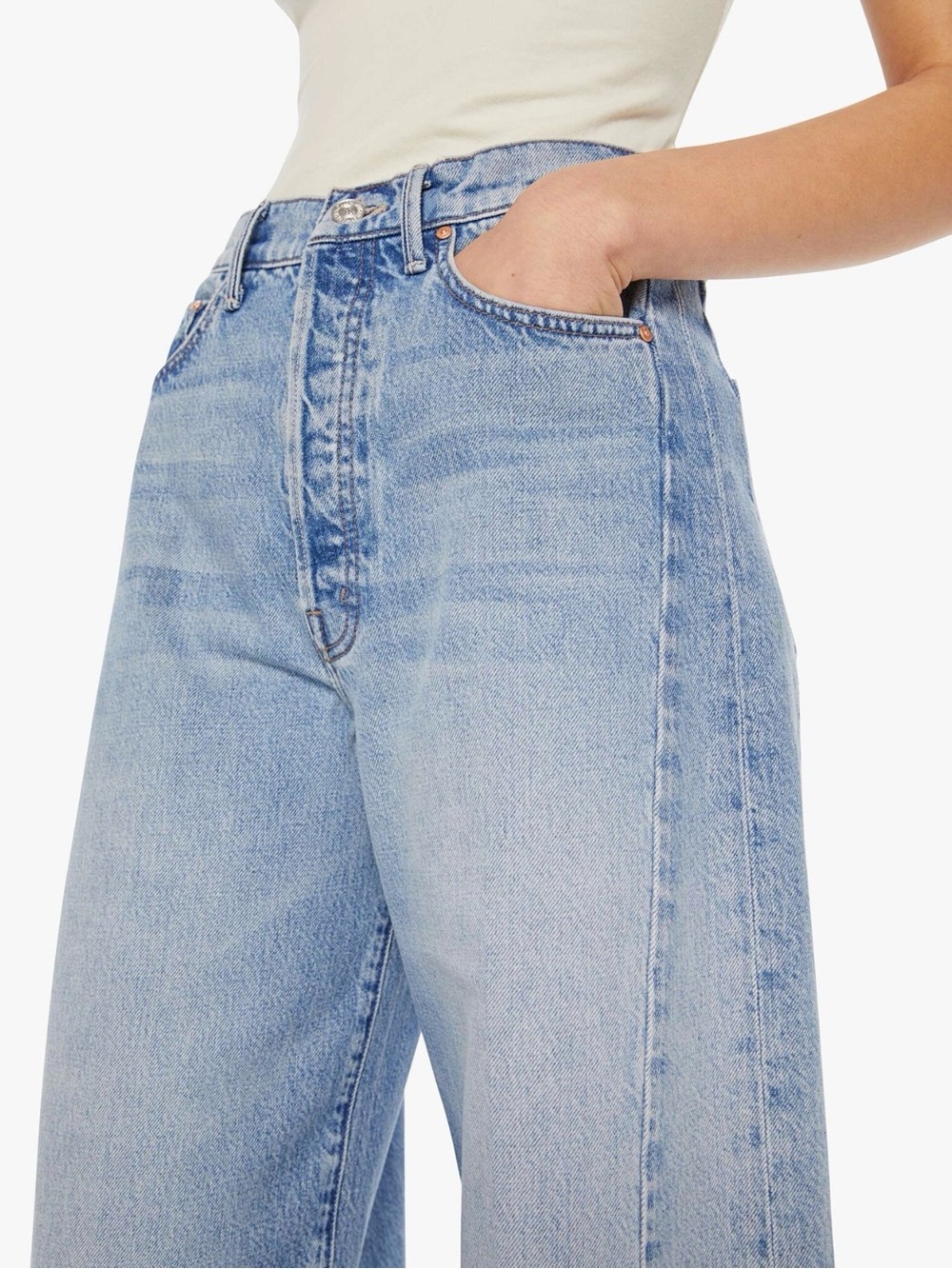 MOTHER Wide-Leg High-Rise Jeans - Light Blue